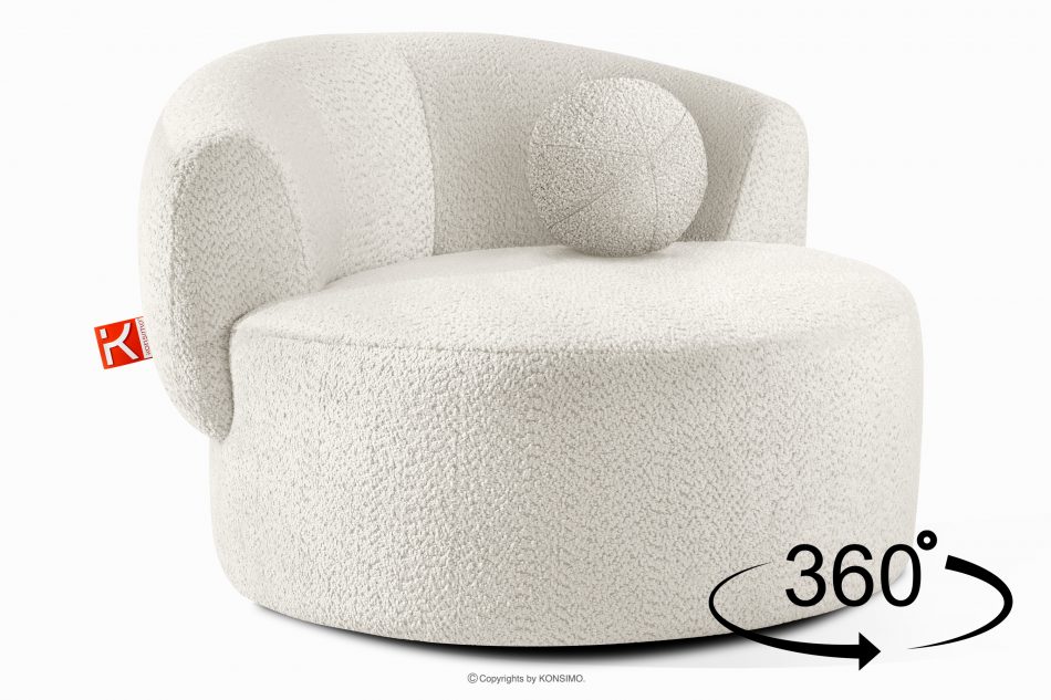 VIRA Šenilová látka otočné kreslo biela biela - obrázok 4