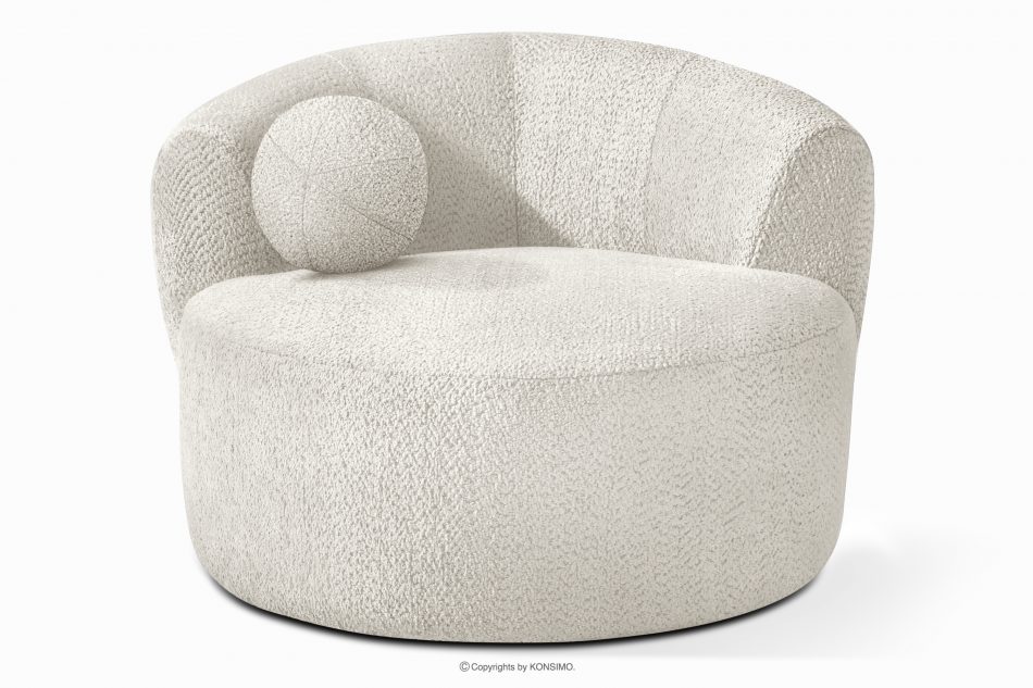 VIRA Šenilová látka otočné kreslo biela biela - obrázok 5