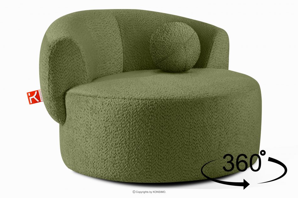 VIRA Otočné kreslo šenil olivový olivová - obrázok 4