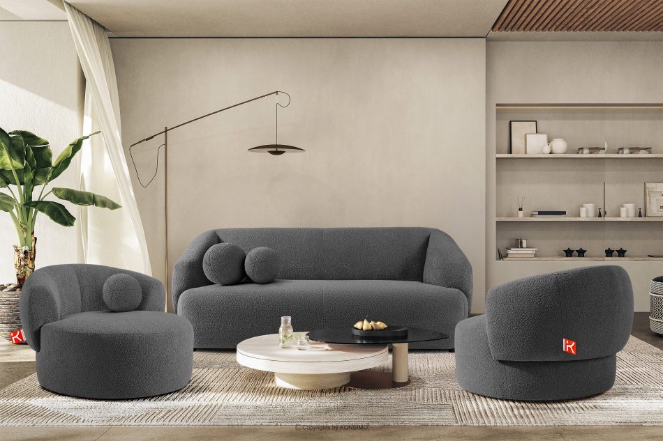 VIRA Japonské kreslo boucle tmavosivé tmavosivá - obrázok 11