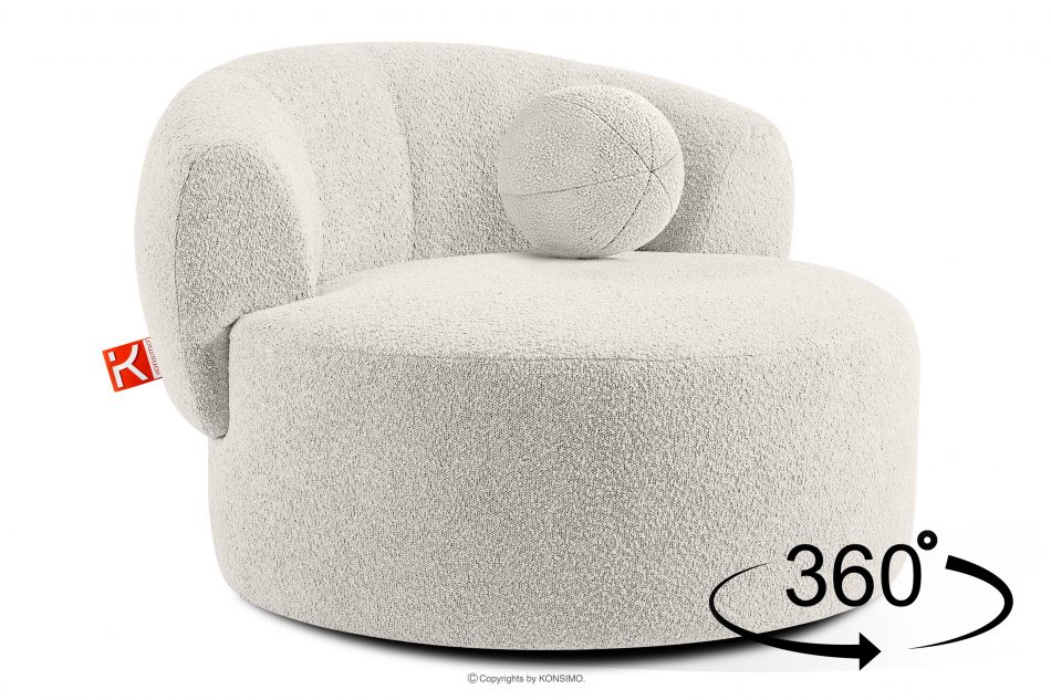 VIRA Japonské otočné kreslo boucle biele biela - obrázok 4
