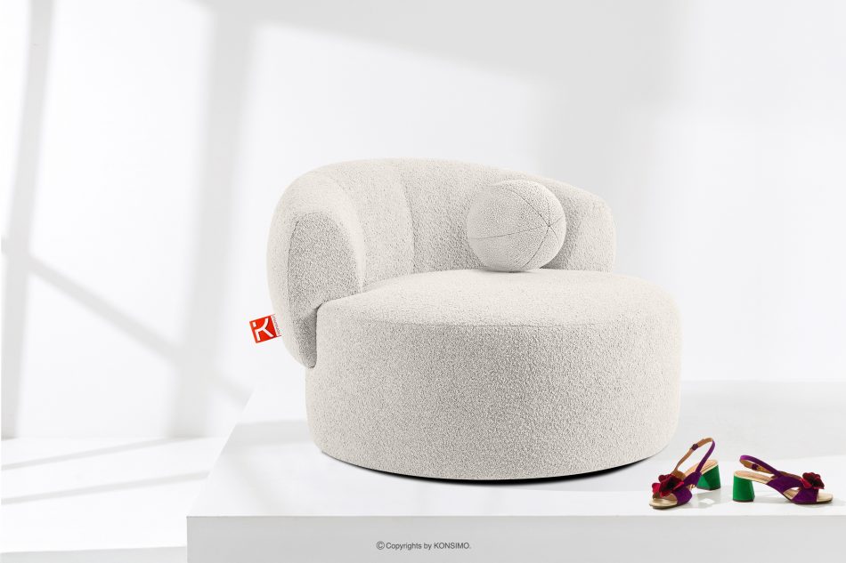 VIRA Japonské otočné kreslo boucle biele biela - obrázok 1