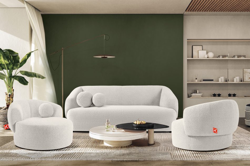 VIRA Japonské otočné kreslo boucle biele biela - obrázok 11