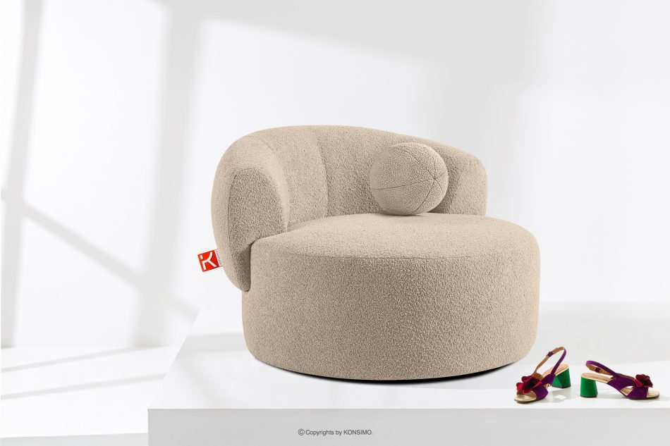 VIRA Japonské otočné kreslo boucle svetlo béžová svetlo béžová - obrázok 1