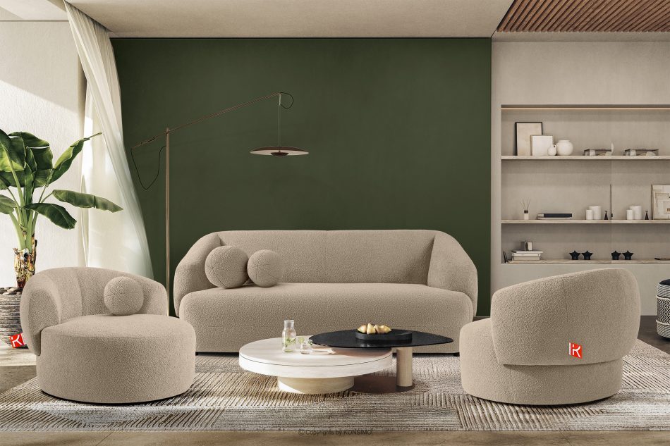 VIRA Japonská pohovka Japanese fabric boucle svetlo béžová svetlo béžová - obrázok 8