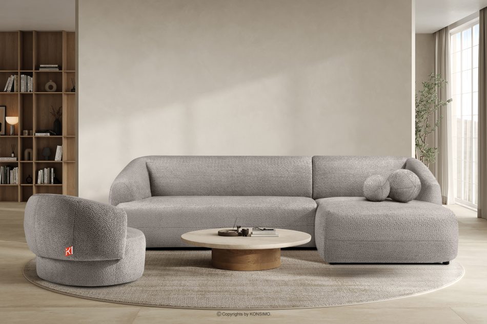 VIRA Obývacia rohová pohovka látka šenil pravý studená hnedá studená hnedá - obrázok 8