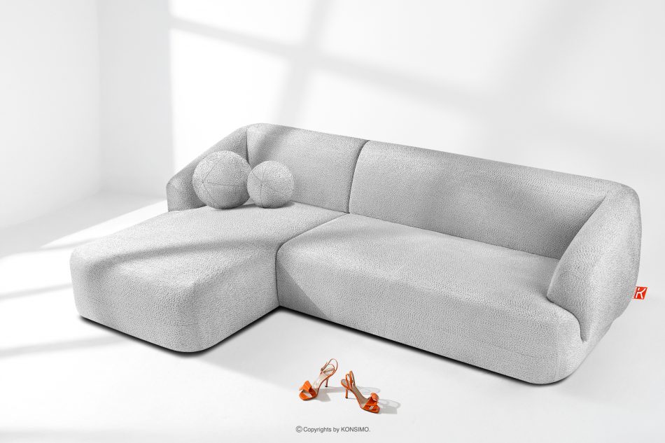 VIRA Lounge rohová pohovka šenilová látka ľavá sivá sivá - obrázok 1