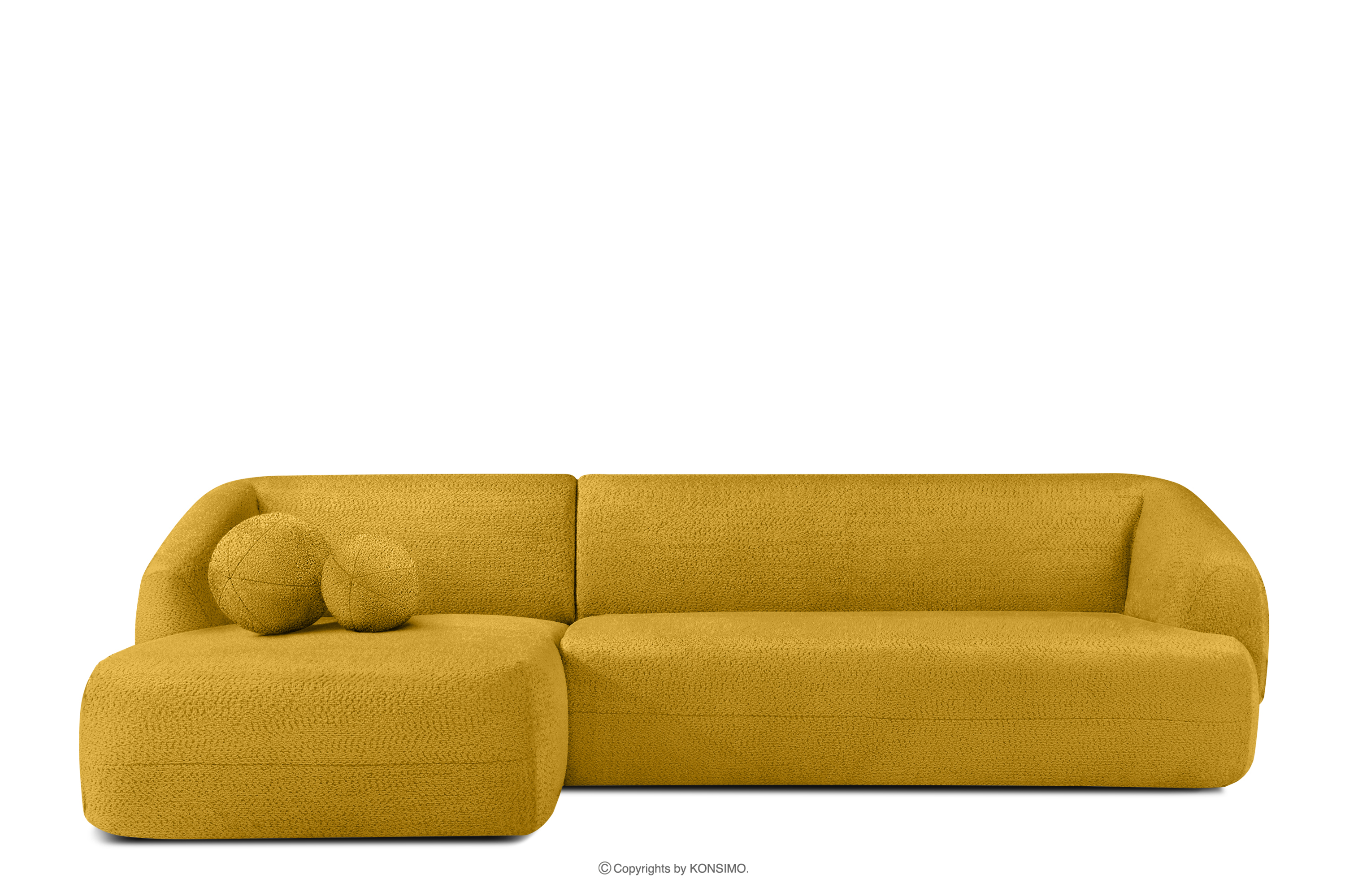 Rohová pohovka lounge látka šenilová ľavá žltá
