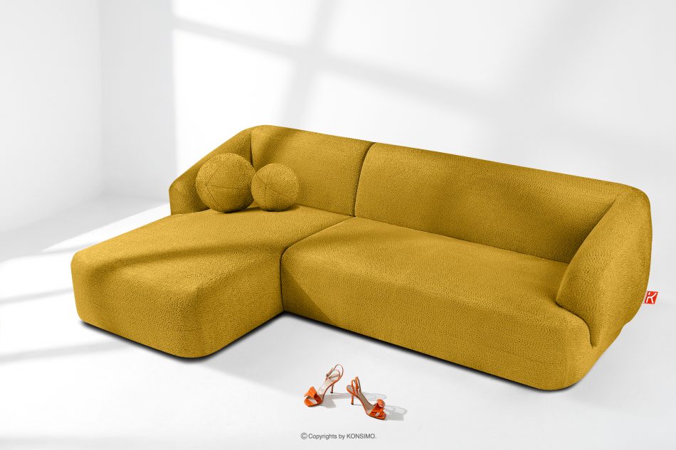 VIRA Rohová pohovka lounge látka šenilová ľavá žltá žltá - obrázok 1