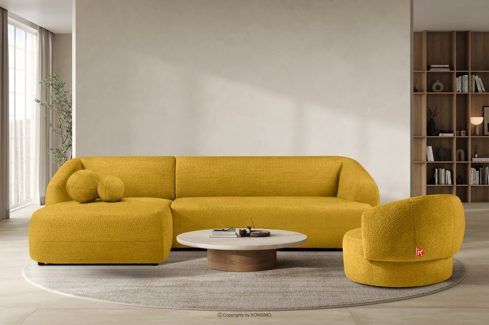 VIRA Rohová pohovka lounge látka šenilová ľavá žltá žltá - obrázok 8