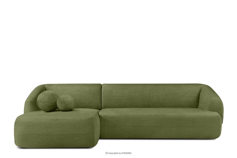 VIRA Rohová pohovka lounge látka šenilová ľavá olivová olivová - obrázok 0