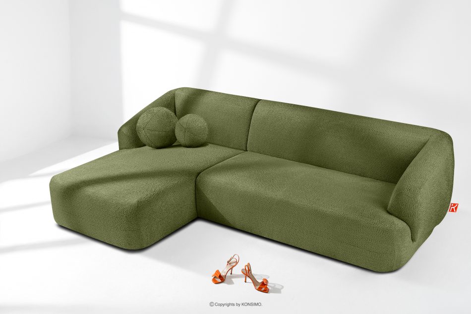 VIRA Rohová pohovka lounge látka šenilová ľavá olivová olivová - obrázok 1