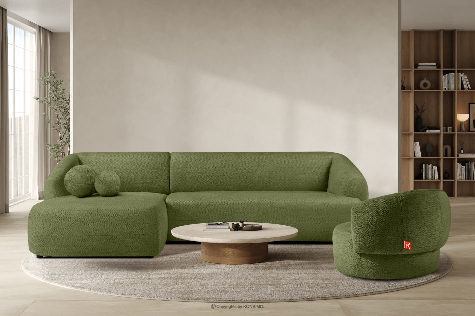 VIRA Rohová pohovka lounge látka šenilová ľavá olivová olivová - obrázok 8