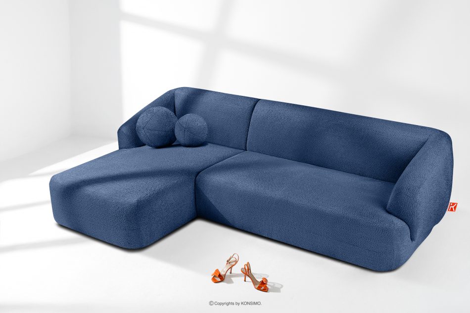 VIRA Rohová sedacia súprava lounge látka šenilová ľavá modrá modrá - obrázok 1