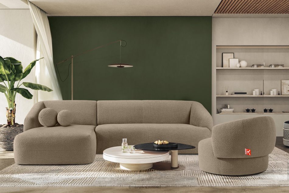 VIRA Japonská rozkladacia pohovka japandi látka boucle ľavá béžová béžová - obrázok 8