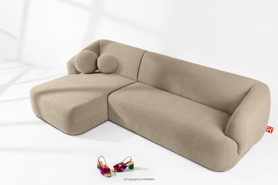 VIRA Japonská rozkladacia pohovka, látka boucle ľavá svetlo béžová svetlo béžová - obrázok 1