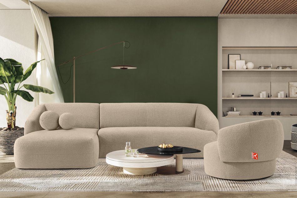 VIRA Japonská rozkladacia pohovka, látka boucle ľavá svetlo béžová svetlo béžová - obrázok 8