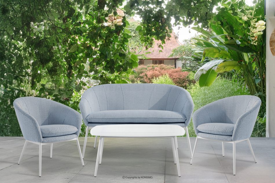 SOLIS Záhradné kreslo z vodoodolnej tkaniny modrá/biela modrá/biela - obrázok 8