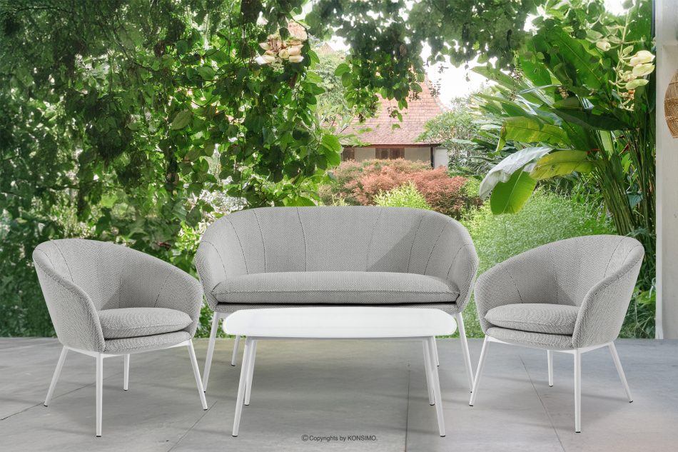 SOLIS Záhradná pohovka z nepremokavej tkaniny svetlo sivá/biela svetlo šedá/biela - obrázok 8