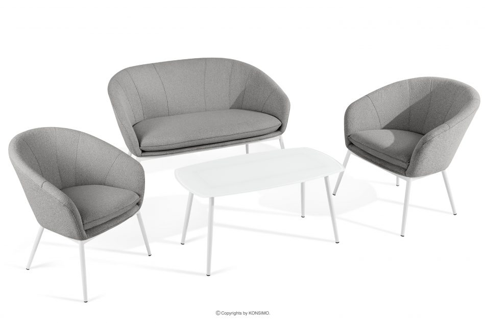 SOLIS Záhradný nábytok z vodovzdornej tkaniny sivá/biela sivá/biela - obrázok 0