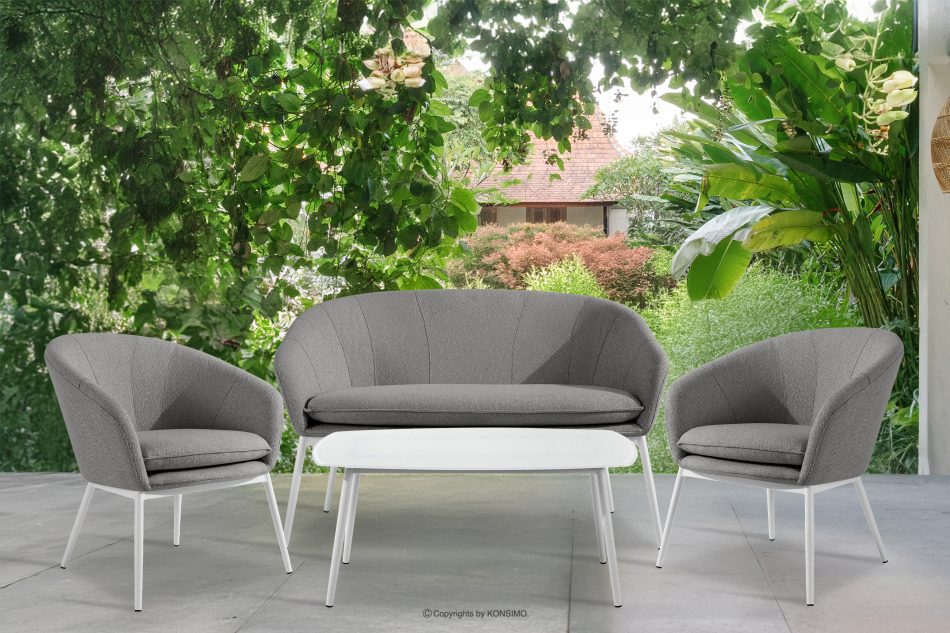 SOLIS Záhradný nábytok z vodovzdornej tkaniny sivá/biela sivá/biela - obrázok 1