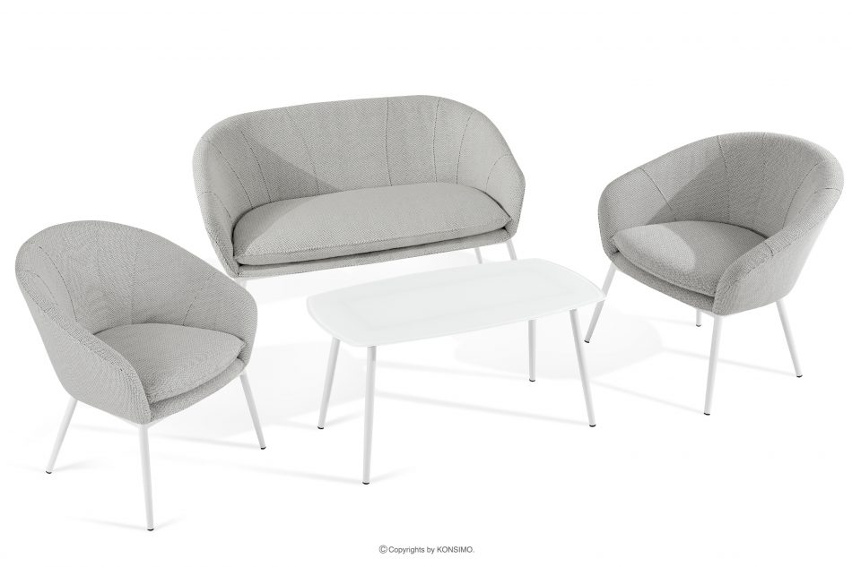 SOLIS Sada záhradného nábytku z vodoodolnej tkaniny svetlo sivá/biela svetlo sivá/biela - obrázok 0