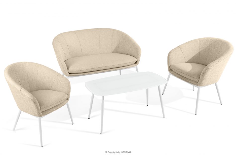 SOLIS Sada záhradného nábytku z nepremokavej látky krémová/biela krémová/biela - obrázok 0