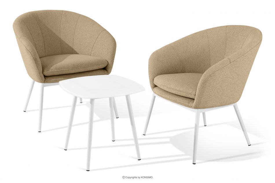 SOLIS Záhradné kreslá so stolom teplá béžová/biela teplá béžová/biela - obrázok 0