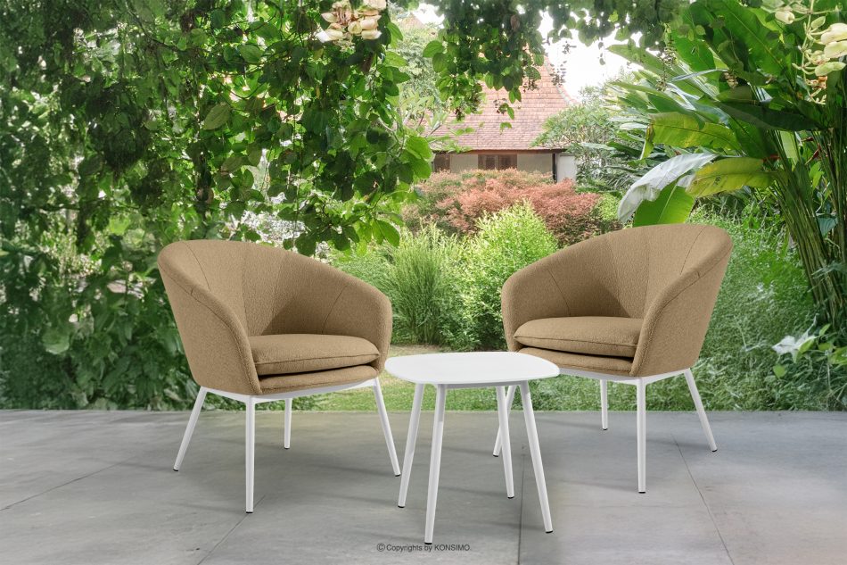 SOLIS Záhradné kreslá so stolom teplá béžová/biela teplá béžová/biela - obrázok 1