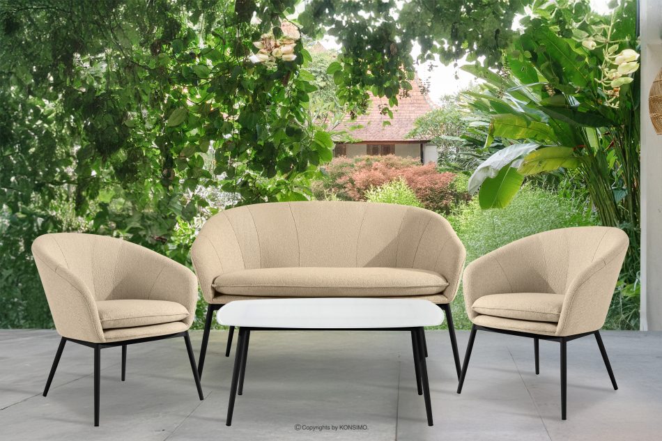 SOLIS Záhradné kreslo z nepremokavej tkaniny krémová/čierna krémová/čierna - obrázok 8