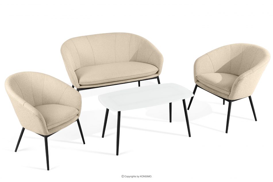 SOLIS Sada záhradného nábytku z vodovzdornej tkaniny krémová/čierna krémová/čierna - obrázok 0