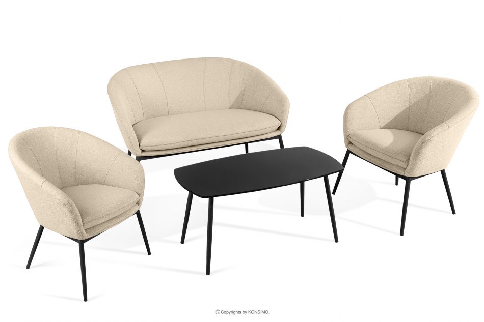 SOLIS Sada záhradného nábytku krémová/čierna krémová/čierna - obrázok 0