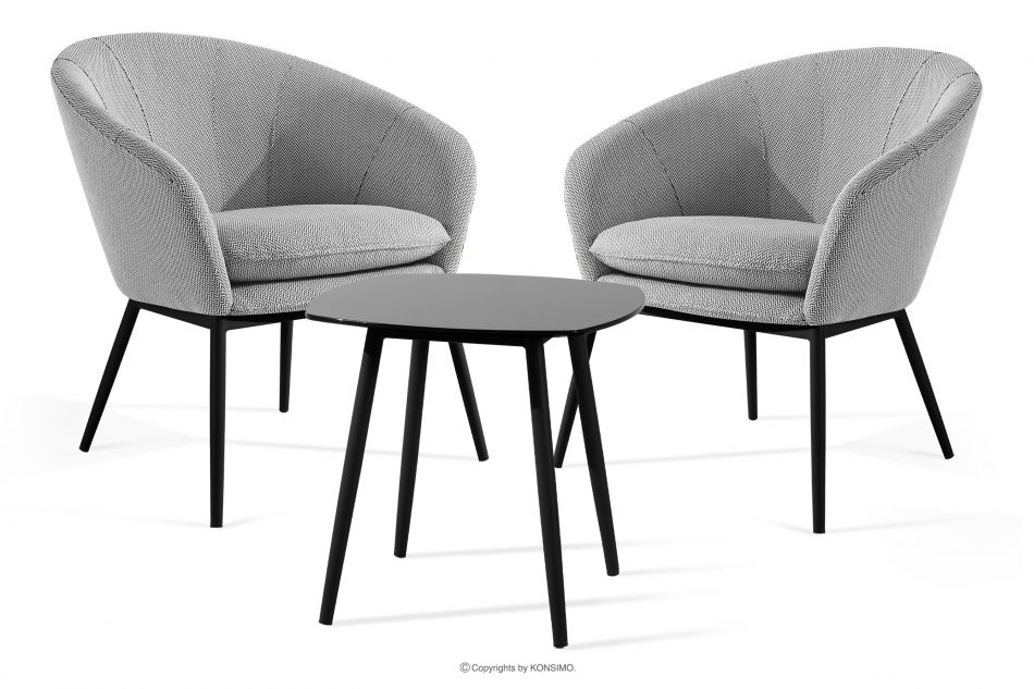 SOLIS Záhradný nábytok kreslá a stôl biela/čierna biela/čierna - obrázok 0