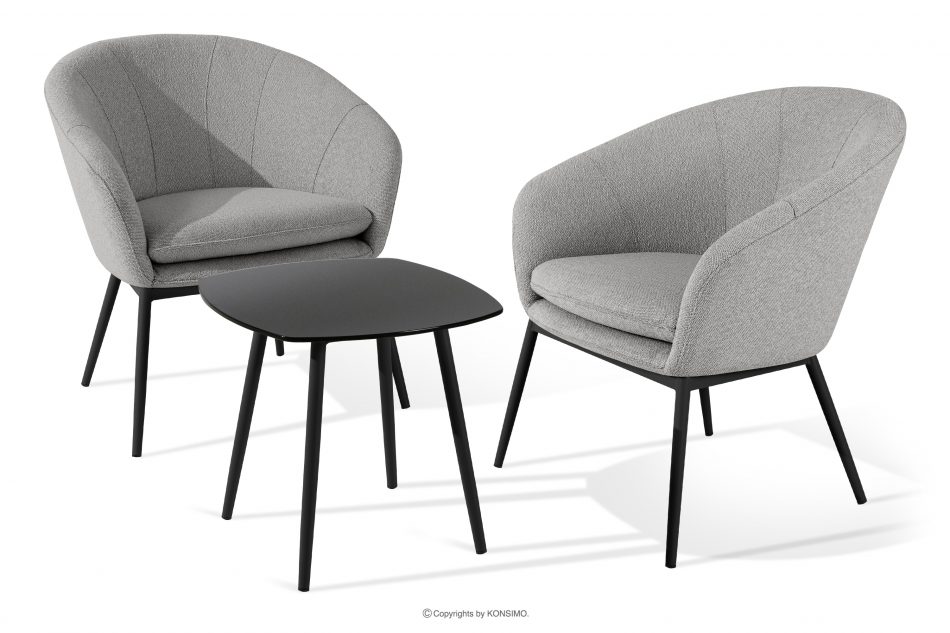 SOLIS Záhradný nábytok kreslá a stôl sivý/čierny sivá/čierna - obrázok 0