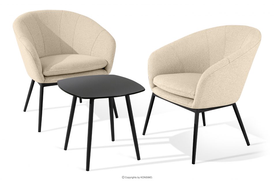 SOLIS Záhradný nábytok kreslá a stôl krémová/čierna krémová/čierna - obrázok 0