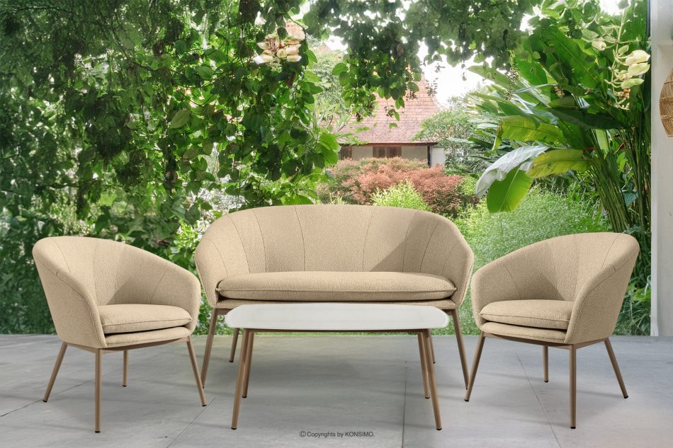 SOLIS Sada záhradného nábytku z nepremokavej látky krémová/béžová krémová/béžová - obrázok 1