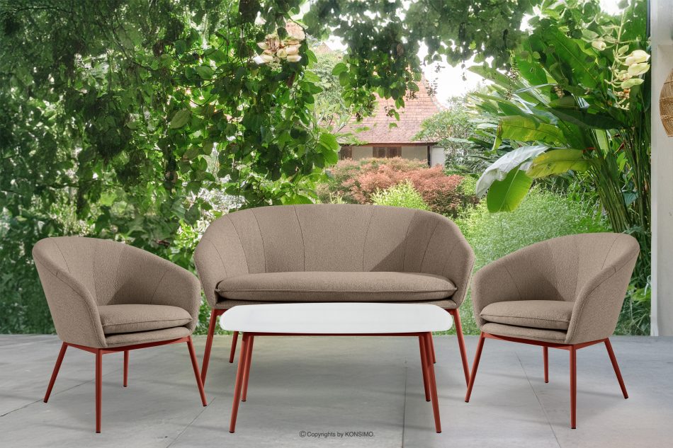 SOLIS Záhradná pohovka z vodoodolnej tkaniny svetlo hnedá/hrdzavá svetlo hnedá/červená - obrázok 8