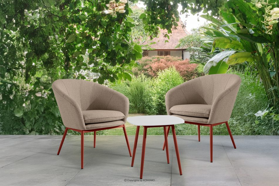 SOLIS Malý záhradný stolík biely/hrdzavý biela/červená - obrázok 6