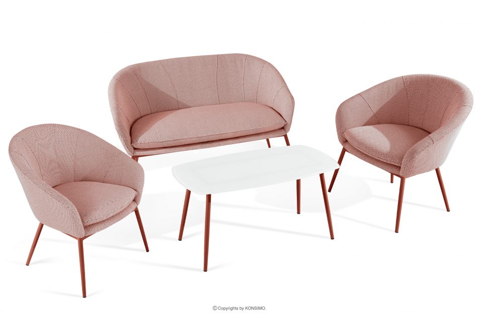 SOLIS Sada záhradného nábytku z vodoodolnej tkaniny bordová/biela/hrdzavá bordová/biela/červená - obrázok 0