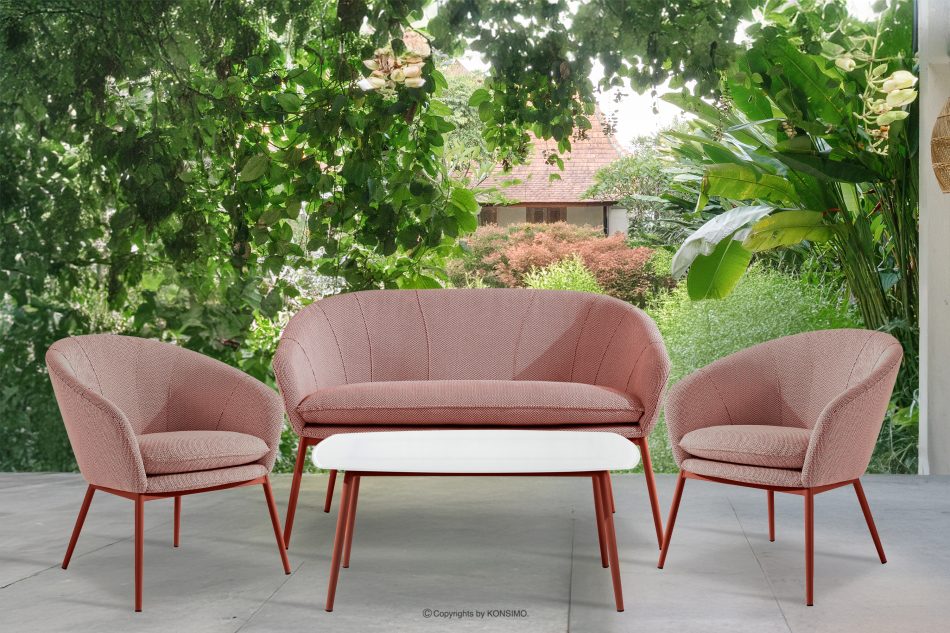 SOLIS Sada záhradného nábytku z vodoodolnej tkaniny bordová/biela/hrdzavá bordová/biela/červená - obrázok 1