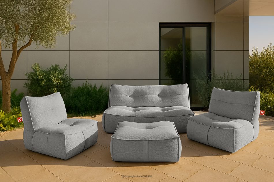 LOVIA Mäkká záhradná taburetka z tkanej vonkajšej látky tmavo sivá/biela tmavo sivá/biela - obrázok 13