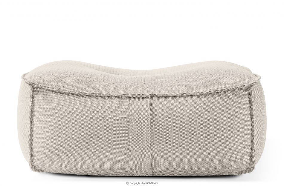 LOVIA Mäkká záhradná taburetka z tkanej vonkajšej látky tmavo béžová/biela tmavá béžová/biela - obrázok 0