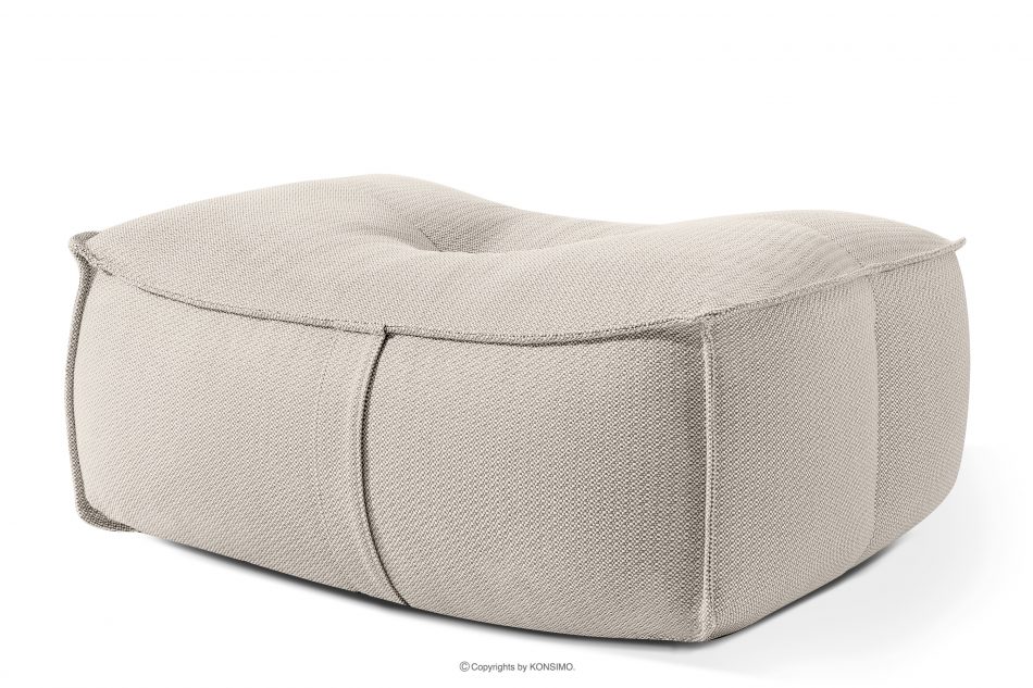 LOVIA Mäkká záhradná taburetka z tkanej vonkajšej látky tmavo béžová/biela tmavá béžová/biela - obrázok 2