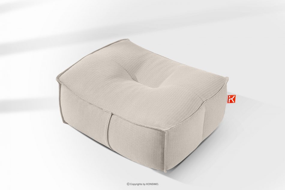 LOVIA Mäkká záhradná taburetka z tkanej vonkajšej látky tmavo béžová/biela tmavá béžová/biela - obrázok 10