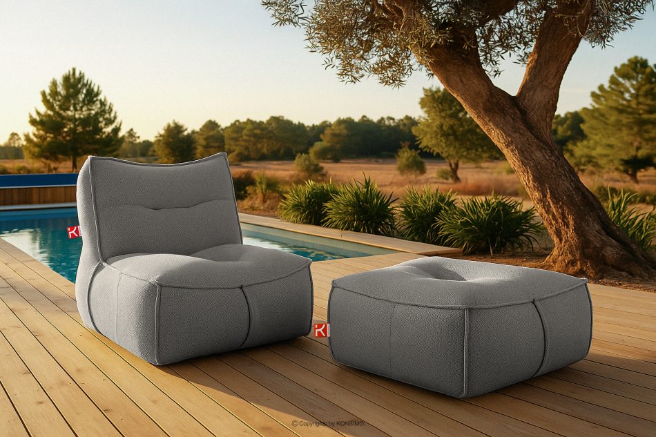 LOVIA Pohodlné záhradné kreslo z tkanej vonkajšej látky, čierna/biela čierna/biela - obrázok 18