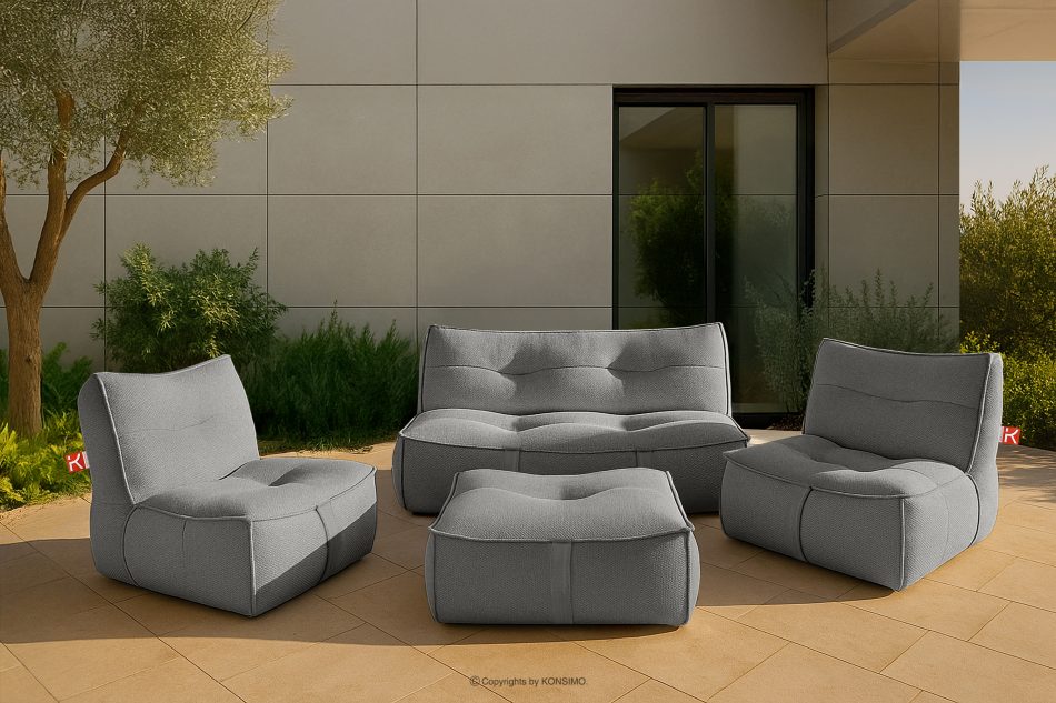 LOVIA Pohodlné záhradné kreslo z tkanej vonkajšej látky, čierna/biela čierna/biela - obrázok 19