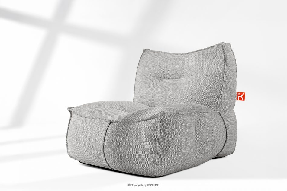 LOVIA Mäkký záhradný kreslo z tkanej vonkajšej látky tmavo šedá/biela tmavo sivá/biela - obrázok 1