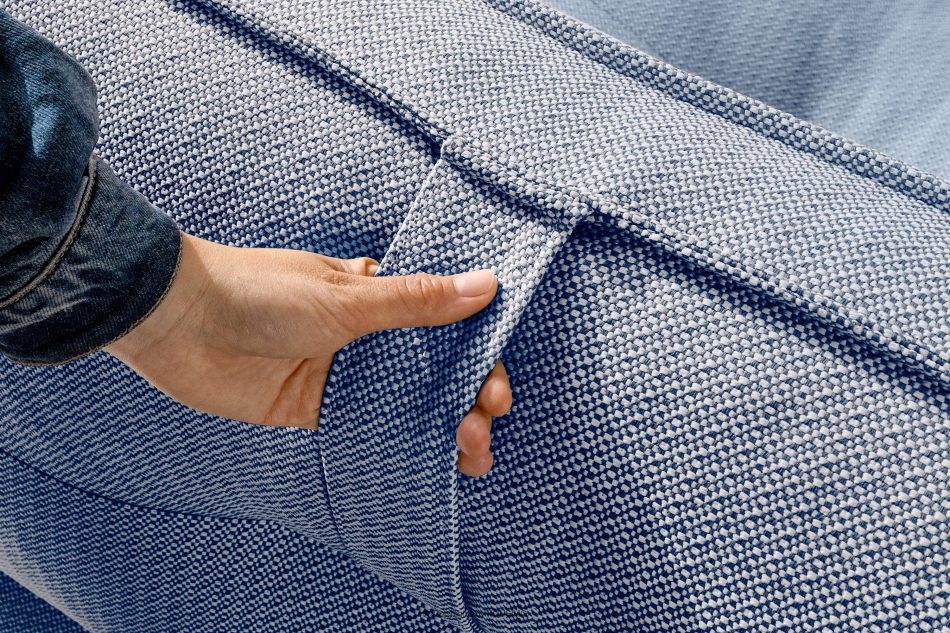 LOVIA Pohodlné záhradné kreslo z tkanej vonkajšej látky, tmavomodrá/biela tmavo modrá/biela - obrázok 13