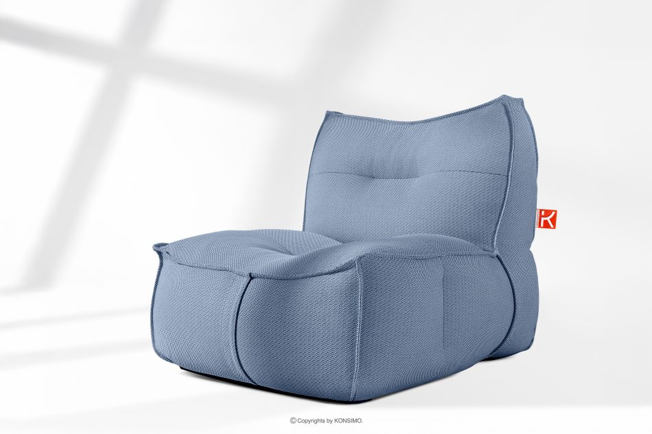 LOVIA Pohodlné záhradné kreslo z tkanej vonkajšej látky, tmavomodrá/biela tmavo modrá/biela - obrázok 1