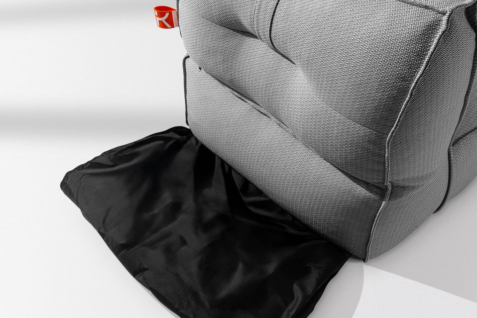 LOVIA Pohodlné záhradné lehátko z tkanej vonkajšej látky čierna/biela čierna/biela - obrázok 10